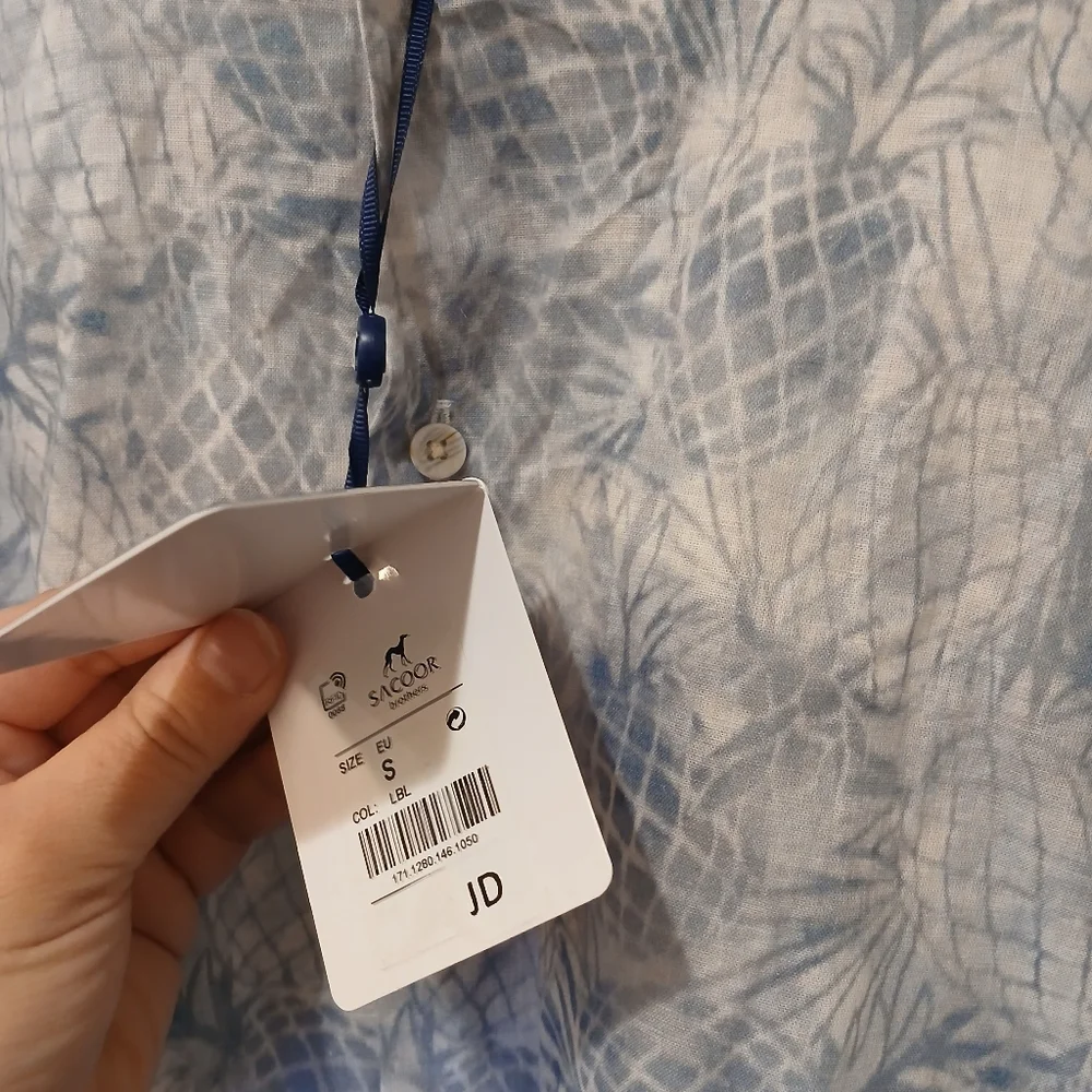 NWT Sacoor Brothers Blue Slim Fit Shirt - Picture 5 of 8